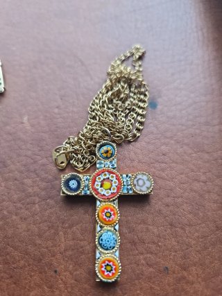 Colgante Cruz Plata Florentina y cadena plata