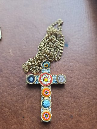 Colgante Cruz Plata Florentina y cadena plata