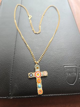Colgante Cruz Plata Florentina y cadena plata