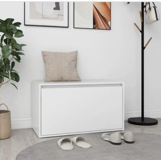 Banco de madera blanco con cajón