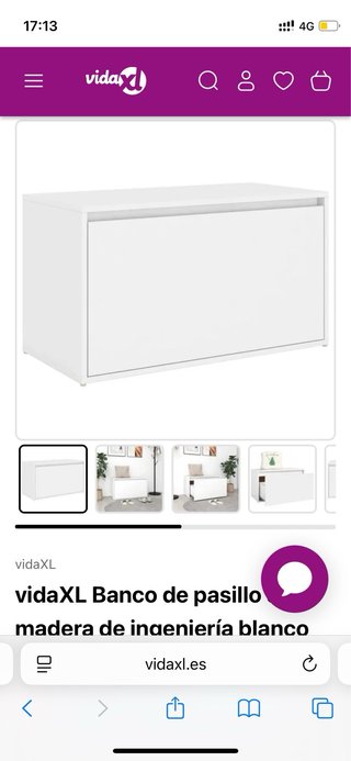 Banco de madera blanco con cajón