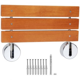 Asiento de Ducha Plegable de Teak, 20.1" x 13.2" Desplegado, Banco de Ducha Montado en la Pared que se Pliega con Capacidad de Carga de 440 lbs, Silla de Ducha Plegable para el Hogar que Ahorra Es...