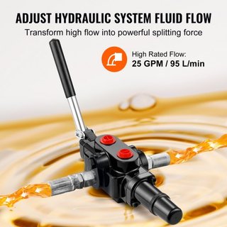 Válvula Hidráulica para Dividir Troncos de 1 Espool, Válvula de Control Direccional Hidráulica de 25 GPM, Válvula Hidráulica para Cargadores de 3626 PSI, Válvula de Control de Joystick Hidráulico ...