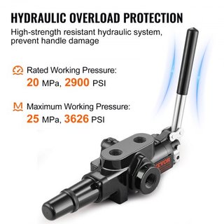 Válvula Hidráulica para Dividir Troncos de 1 Espool, Válvula de Control Direccional Hidráulica de 25 GPM, Válvula Hidráulica para Cargadores de 3626 PSI, Válvula de Control de Joystick Hidráulico ...