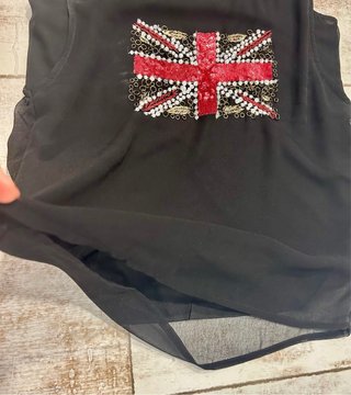 Top Mango Negro con Bandera Reino Unido