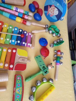 Lote instrumentos musicales madera niños