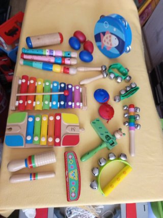 Lote instrumentos musicales madera niños