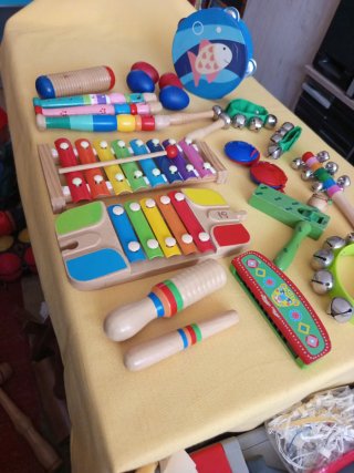Lote instrumentos musicales madera niños