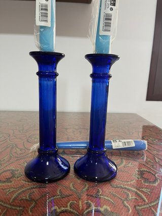 Candelabros de cristal azul