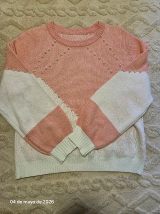 Jersey Rosa y Blanco con Perlas