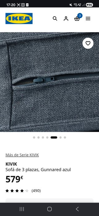 Sofá IKEA KIVIK 3 plazas azul