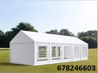 Carpa para eventos beige y blanca