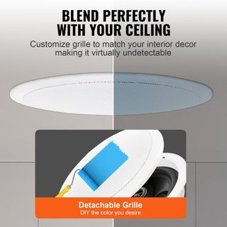 Altavoces Bluetooth empotrados de 6.5", 150W, sistema de altavoces empotrados en el techo y en la pared con impedancia de 8Ω y sensibilidad de 89dB, para cocina, sala de estar, dormitorio o porche...