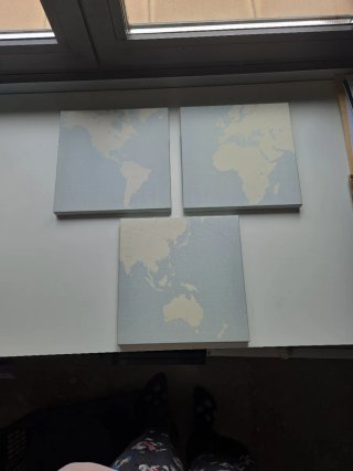 3 Cuadros Mapa Mundo. 25 x 25 cm