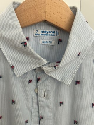 Camisa Mayoral azul estampada talla 7