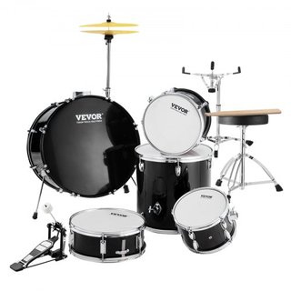Juego de Batería para Adultos, 5 Piezas, Kit de Batería Completo de 22 Pulgadas con Bombo, Toms, Caja, Batería de Piso, Silla Ajustable, Soportes, Platillo, Pedal de Hi-Hat y Palillos, Kit de Bate...