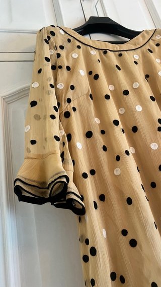 Vestido gasa lunares manga francesa