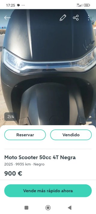 Moto Scooter 50cc Negra Automática