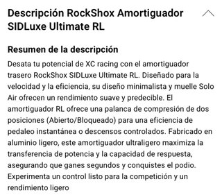 Amortiguador Rock Shox SIDLuxe Ultimate 165x40