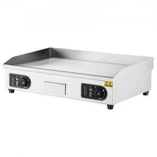 Plancha Eléctrica Comercial, Parrilla de Superficie de 4400W, Temperatura Ajustable de 122℉-572℉, 28.74 x 15.75 x 0.39in Parrilla de Acero Inoxidable con 2 Espátulas, para Hogar o Restaurante (Sin...