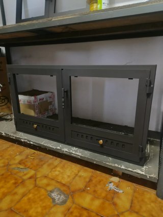 Puerta de chimenea doble con cristal neoceram