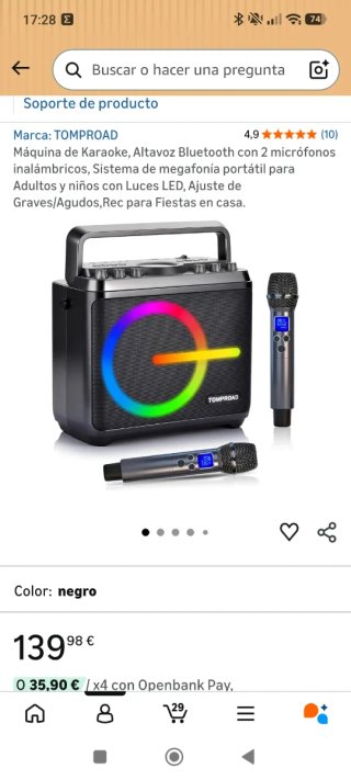 Altavoz Karaoke TOMPROAD A55 + 2 Micrófonos