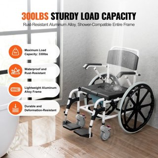 Silla de Ducha 17.5in/44.5 cm Comoda de Aleación de Aluminio Silla de Baño para Discapacitados