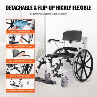 Silla de Ducha 17.5in/44.5 cm Comoda de Aleación de Aluminio Silla de Baño para Discapacitados