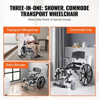 Silla de Ducha 17.5in/44.5 cm Comoda de Aleación de Aluminio Silla de Baño para Discapacitados