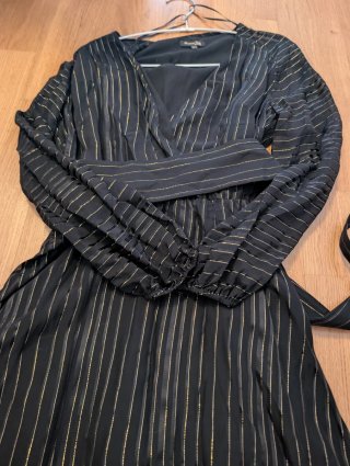 Vestido fiesta Massimo Dutti negro/dorado T.S