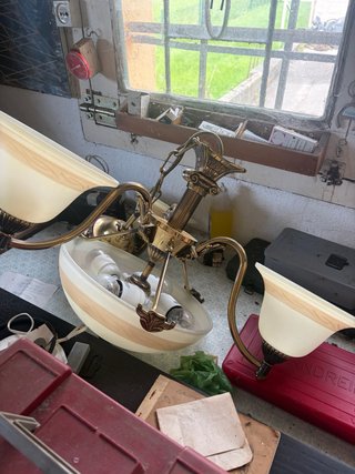 Lampada vintage in metallo e cristallo