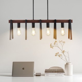 Lámparas colgantes de isla de cocina de 4 luces, 60W, accesorio de luz de comedor ajustable con 2 x 6" y 6 x 12" varillas, candelabros lineales de metal industrial para comedor, E27