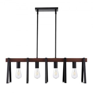 Lámparas colgantes de isla de cocina de 4 luces, 60W, accesorio de luz de comedor ajustable con 2 x 6" y 6 x 12" varillas, candelabros lineales de metal industrial para comedor, E27