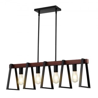 Lámparas colgantes de isla de cocina de 4 luces, 60W, accesorio de luz de comedor ajustable con 2 x 6" y 6 x 12" varillas, candelabros lineales de metal industrial para comedor, E27