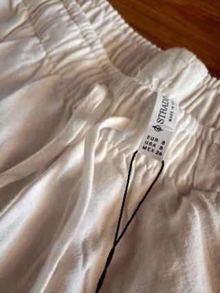 Pantalón ancho lino blanco Stradivarius
