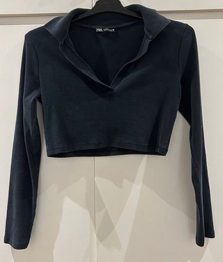 Camiseta Gris Marengo   manga larga cuello polo M
