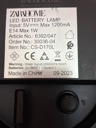Lámpara LED USB Zara Home