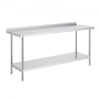 Mesa de Trabajo de Acero Inoxidable de 24 x 72 x 36 Pulgadas, Mesa de Preparación de Alimentos Comercial, Mesa de Trabajo Pesada, Mesa de Trabajo de Metal con Altura Ajustable para Restaurante, Ho...