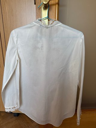 Blusa Massimo Dutti encaje blanco