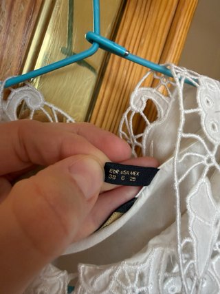 Blusa Massimo Dutti encaje blanco