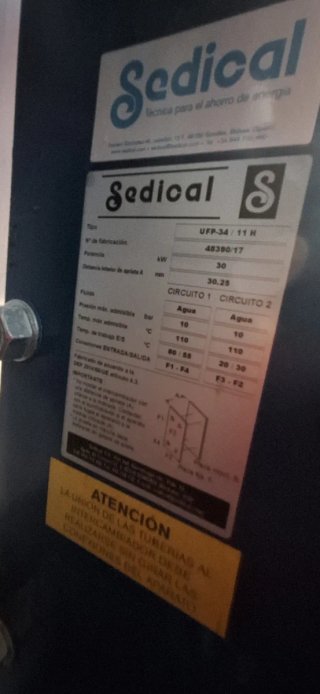 Intercambiador de calor 30 kW Sedical