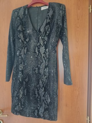 Tubino donna Fracomina nero/grigio paillettes