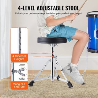 Juego de Batería para Niños, 5 Piezas, Juego de Batería Completo para Principiantes de 16 pulgadas con Bombo, Toms, Caja, Batería de Suelo, Trono Ajustable, Platillo, Pedal Hi-Hat y Dos Pares de B...