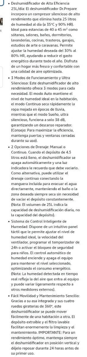 Deshumidificador Dr.Prepare 25L/24h