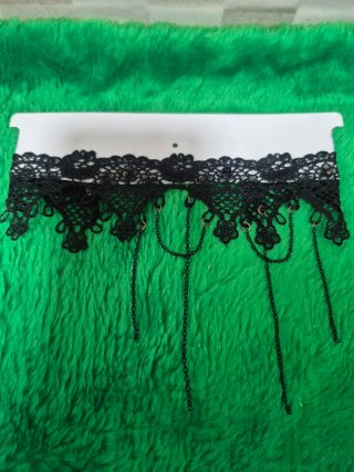 Gargantilla gótica encaje negro con cadenas