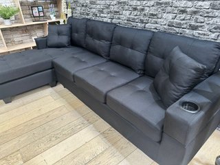 Sofá modular chaise longue negro