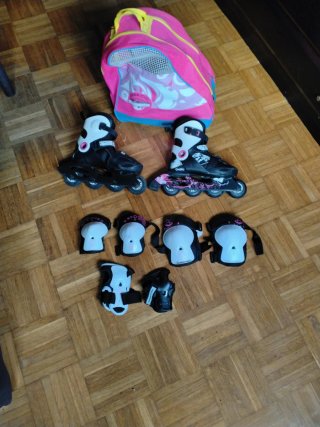 Patines en línea y protecciones oxelo. Talla 34-36