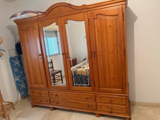 Armario de madera maciza con 3 puertas y 6 cajones