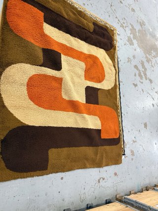 Alfombra Lana Diseño 70s Marrón Naranja Beig