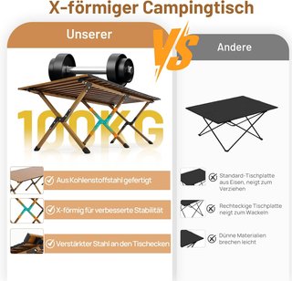 Mesa Camping Plegable Madera y Metal